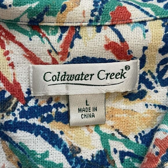 Coldwater Creek 3/4 Sleeve Colorful Watercolor Design Floral Zipper Jacket Large - Picture 12 of 13